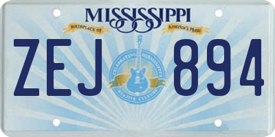 MS license plate ZEJ894