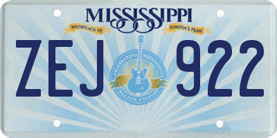 MS license plate ZEJ922