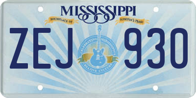 MS license plate ZEJ930