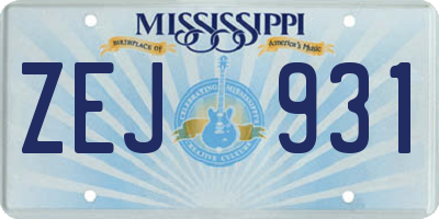 MS license plate ZEJ931