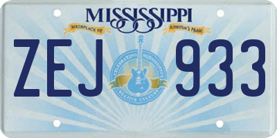 MS license plate ZEJ933