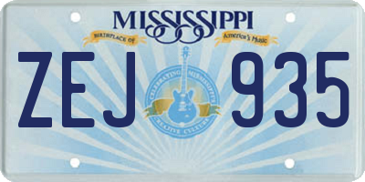 MS license plate ZEJ935