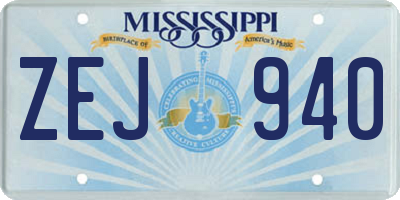 MS license plate ZEJ940