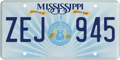 MS license plate ZEJ945