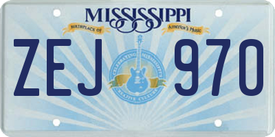 MS license plate ZEJ970