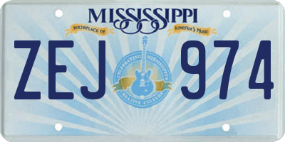 MS license plate ZEJ974