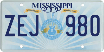 MS license plate ZEJ980