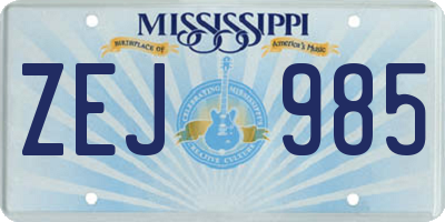 MS license plate ZEJ985