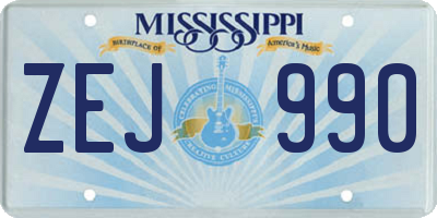 MS license plate ZEJ990