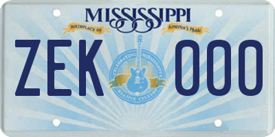 MS license plate ZEK000