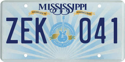 MS license plate ZEK041