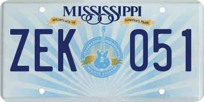 MS license plate ZEK051