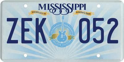 MS license plate ZEK052