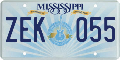 MS license plate ZEK055
