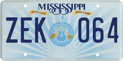 MS license plate ZEK064
