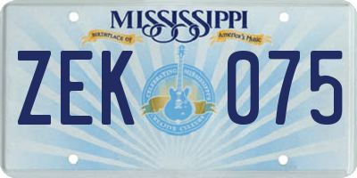 MS license plate ZEK075