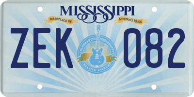 MS license plate ZEK082