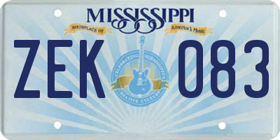 MS license plate ZEK083