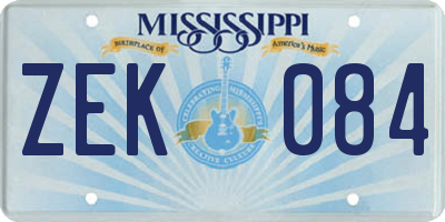 MS license plate ZEK084