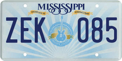 MS license plate ZEK085