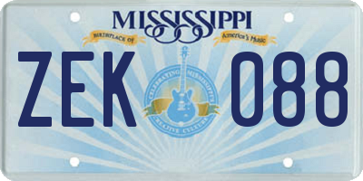 MS license plate ZEK088