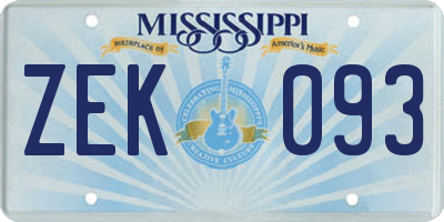 MS license plate ZEK093