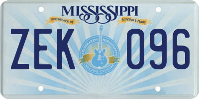 MS license plate ZEK096