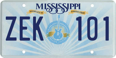 MS license plate ZEK101