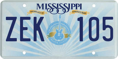 MS license plate ZEK105