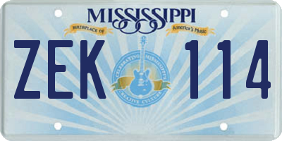 MS license plate ZEK114