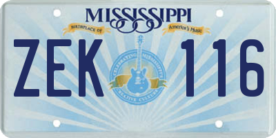 MS license plate ZEK116