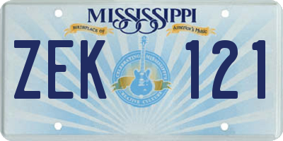 MS license plate ZEK121