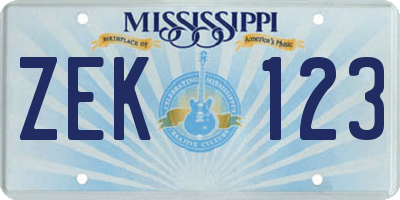 MS license plate ZEK123