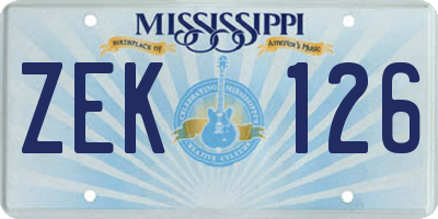 MS license plate ZEK126