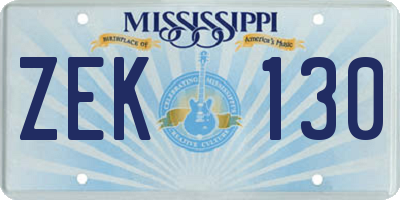 MS license plate ZEK130