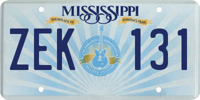 MS license plate ZEK131
