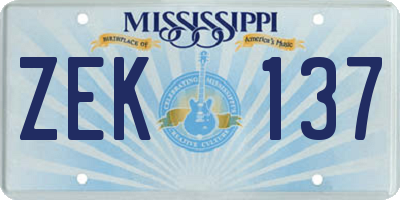 MS license plate ZEK137