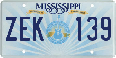MS license plate ZEK139