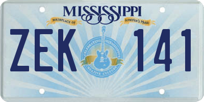 MS license plate ZEK141