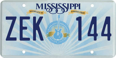 MS license plate ZEK144