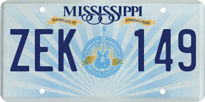 MS license plate ZEK149