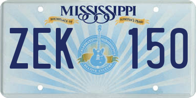 MS license plate ZEK150