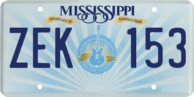 MS license plate ZEK153