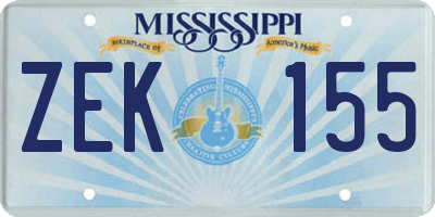 MS license plate ZEK155