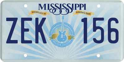 MS license plate ZEK156