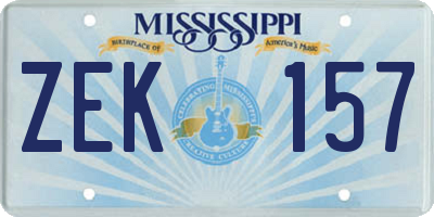 MS license plate ZEK157