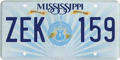 MS license plate ZEK159