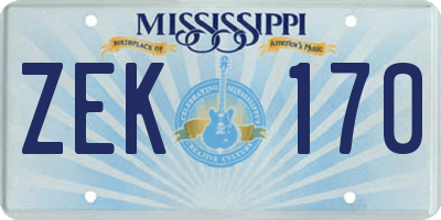 MS license plate ZEK170