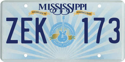 MS license plate ZEK173