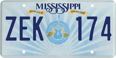 MS license plate ZEK174